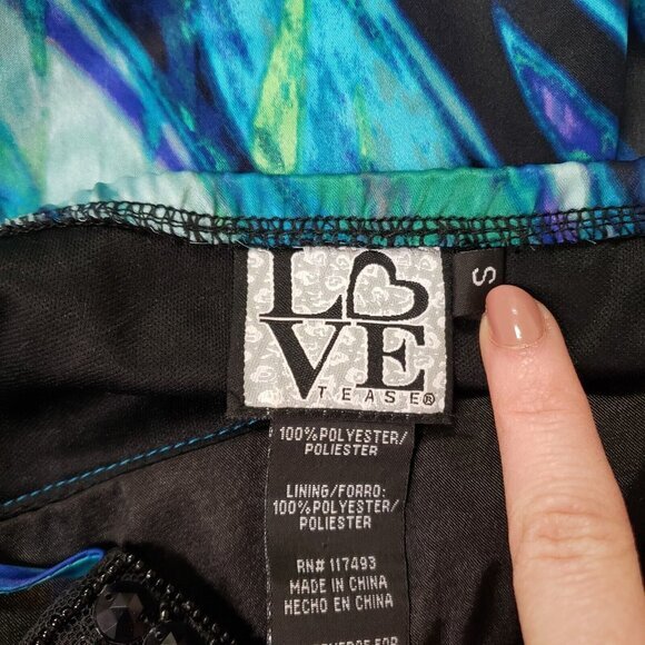 Vintage Love Tease Womens Satin Babydoll‎ Tank Top Size S Blue Beaded Artsy Y2K - Picture 4 of 9